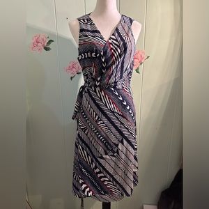 NWT Anne Klein Women's Pattern Wrap Sleeveless Lined Dress Size 14